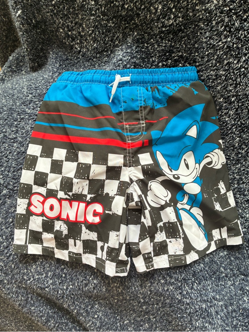 Sonic Kids Blue & Black Swim Trunks